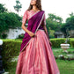 Lorenvalley Pink Kanchipuram Zari Weaving Work Lehenga Choli with Dupatta | Swadesiicart