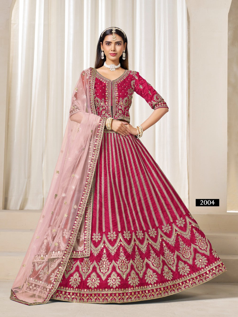 Anaita Red Heavy Embroidered Art Silk Designer Lehenga Choli