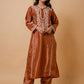 HOUSE OF KARI Floral Embroidered Silk Chikankari Kurta | Swadesiicart