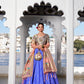 Lorenvalley Blue Jacquard Silk Paithani Weaving Zari Work with Lace Touch Up Lehenga Choli with Dupatta | Swadesiicart
