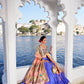 Lorenvalley Blue Jacquard Silk Paithani Weaving Zari Work with Lace Touch Up Lehenga Choli with Dupatta | Swadesiicart