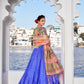 Lorenvalley Blue Jacquard Silk Paithani Weaving Zari Work with Lace Touch Up Lehenga Choli with Dupatta | Swadesiicart