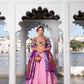Lorenvalley Pink Jacquard Silk Paithani Weaving Zari Work with Lace Touch Up Lehenga Choli with Dupatta | Swadesiicart