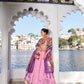 Lorenvalley Pink Jacquard Silk Paithani Weaving Zari Work with Lace Touch Up Lehenga Choli with Dupatta | Swadesiicart