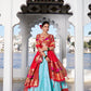 Lorenvalley Sky Blue Jacquard Silk Paithani Weaving Zari Work with Lace Touch Up Lehenga Choli with Dupatta | Swadesiicart