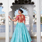 Lorenvalley Sky Blue Jacquard Silk Paithani Weaving Zari Work with Lace Touch Up Lehenga Choli with Dupatta | Swadesiicart