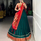 Lorenvalley Fashion Green Vichitra Silk Zari Weaving With Lace Border Lehenga Choli with Dupatta | Swadesiicart