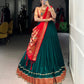 Lorenvalley Fashion Green Vichitra Silk Zari Weaving With Lace Border Lehenga Choli with Dupatta | Swadesiicart