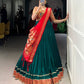 Lorenvalley Fashion Green Vichitra Silk Zari Weaving With Lace Border Lehenga Choli with Dupatta | Swadesiicart