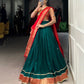 Lorenvalley Fashion Green Vichitra Silk Zari Weaving With Lace Border Lehenga Choli with Dupatta | Swadesiicart
