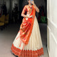 Lorenvalley Fashion Off White Vichitra Silk Zari Weaving With Lace Border Lehenga Choli with Dupatta | Swadesiicart