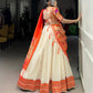 Lorenvalley Fashion Off White Vichitra Silk Zari Weaving With Lace Border Lehenga Choli with Dupatta | Swadesiicart
