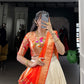 Lorenvalley Fashion Off White Vichitra Silk Zari Weaving With Lace Border Lehenga Choli with Dupatta | Swadesiicart
