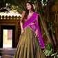 Lorenvalley Fashion Mahendi Kanchipuram Zari Weaving Work Lehenga Choli with Dupatta - Swadesiicart