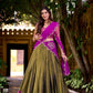 Lorenvalley Fashion Mahendi Kanchipuram Zari Weaving Work Lehenga Choli with Dupatta - Swadesiicart