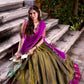 Lorenvalley Fashion Mahendi Kanchipuram Zari Weaving Work Lehenga Choli with Dupatta - Swadesiicart