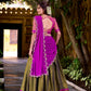 Lorenvalley Fashion Mahendi Kanchipuram Zari Weaving Work Lehenga Choli with Dupatta - Swadesiicart