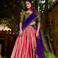Lorenvalley Fashion Pink Kanchipuram Zari Weaving Work Lehenga Choli with Dupatta - Swadesiicart