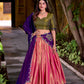 Lorenvalley Fashion Pink Kanchipuram Zari Weaving Work Lehenga Choli with Dupatta - Swadesiicart