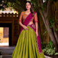 Lorenvalley Fashion Pista Kanchipuram Zari Weaving Work Lehenga Choli with Dupatta - Swadesiicart