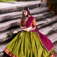 Lorenvalley Fashion Pista Kanchipuram Zari Weaving Work Lehenga Choli with Dupatta - Swadesiicart