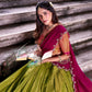 Lorenvalley Fashion Pista Kanchipuram Zari Weaving Work Lehenga Choli with Dupatta - Swadesiicart