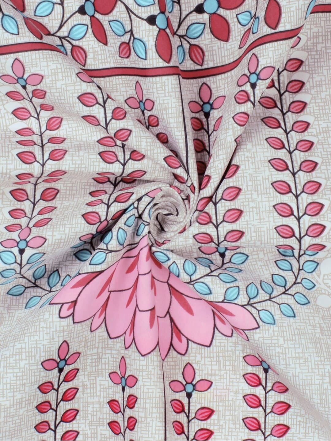 Story@home Grey & Pink Ethnic Motifs 180 TC Bedsheet with Pillow Cover - Swadesiicart