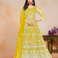 Anaita Yellow Embroidered Net Anarkali Suit