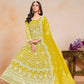 Anaita Yellow Embroidered Net Anarkali Suit