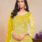 Anaita Yellow Embroidered Net Anarkali Suit