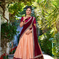 Lorenvalley Peach Zari Chex with Zari Weaving Work Lehenga Choli with Dupatta | Swadesiicart