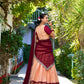 Lorenvalley Peach Zari Chex with Zari Weaving Work Lehenga Choli with Dupatta | Swadesiicart