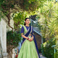 Lorenvalley Pista Zari Chex with Zari Weaving Work Lehenga Choli with Dupatta | Swadesiicart