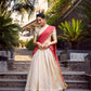 Lorenvalley Offwhite Jacquard Chex Zari Weaving Work Lehenga Choli with Dupatta | Swadesiicart