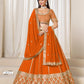 Anaita Orange Embroidered Art Silk Designer Lehenga Choli