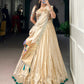 Lorenvalley Fashion Cream Shimmer Paithani Zari Weaving Work Lehenga Choli with Dupatta - Swadesiicart
