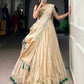 Lorenvalley Fashion Cream Shimmer Paithani Zari Weaving Work Lehenga Choli with Dupatta - Swadesiicart