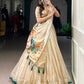 Lorenvalley Fashion Cream Shimmer Paithani Zari Weaving Work Lehenga Choli with Dupatta - Swadesiicart