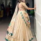 Lorenvalley Fashion Cream Shimmer Paithani Zari Weaving Work Lehenga Choli with Dupatta - Swadesiicart