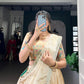Lorenvalley Fashion Cream Shimmer Paithani Zari Weaving Work Lehenga Choli with Dupatta - Swadesiicart