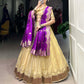 Lorenvalley Cream Erode Plain With Paithani Lace Border Lehenga Choli with Dupatta | Swadesiicart