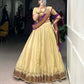 Lorenvalley Cream Erode Plain With Paithani Lace Border Lehenga Choli with Dupatta | Swadesiicart
