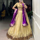 Lorenvalley Cream Erode Plain With Paithani Lace Border Lehenga Choli with Dupatta | Swadesiicart