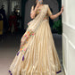 Lorenvalley Fashion Cream Shimmer Paithani Zari Weaving Work Lehenga Choli with Dupatta - Swadesiicart