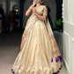 Lorenvalley Fashion Cream Shimmer Paithani Zari Weaving Work Lehenga Choli with Dupatta - Swadesiicart