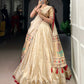 Lorenvalley Fashion Cream Shimmer Paithani Zari Weaving Work Lehenga Choli with Dupatta - Swadesiicart