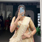 Lorenvalley Fashion Cream Shimmer Paithani Zari Weaving Work Lehenga Choli with Dupatta - Swadesiicart
