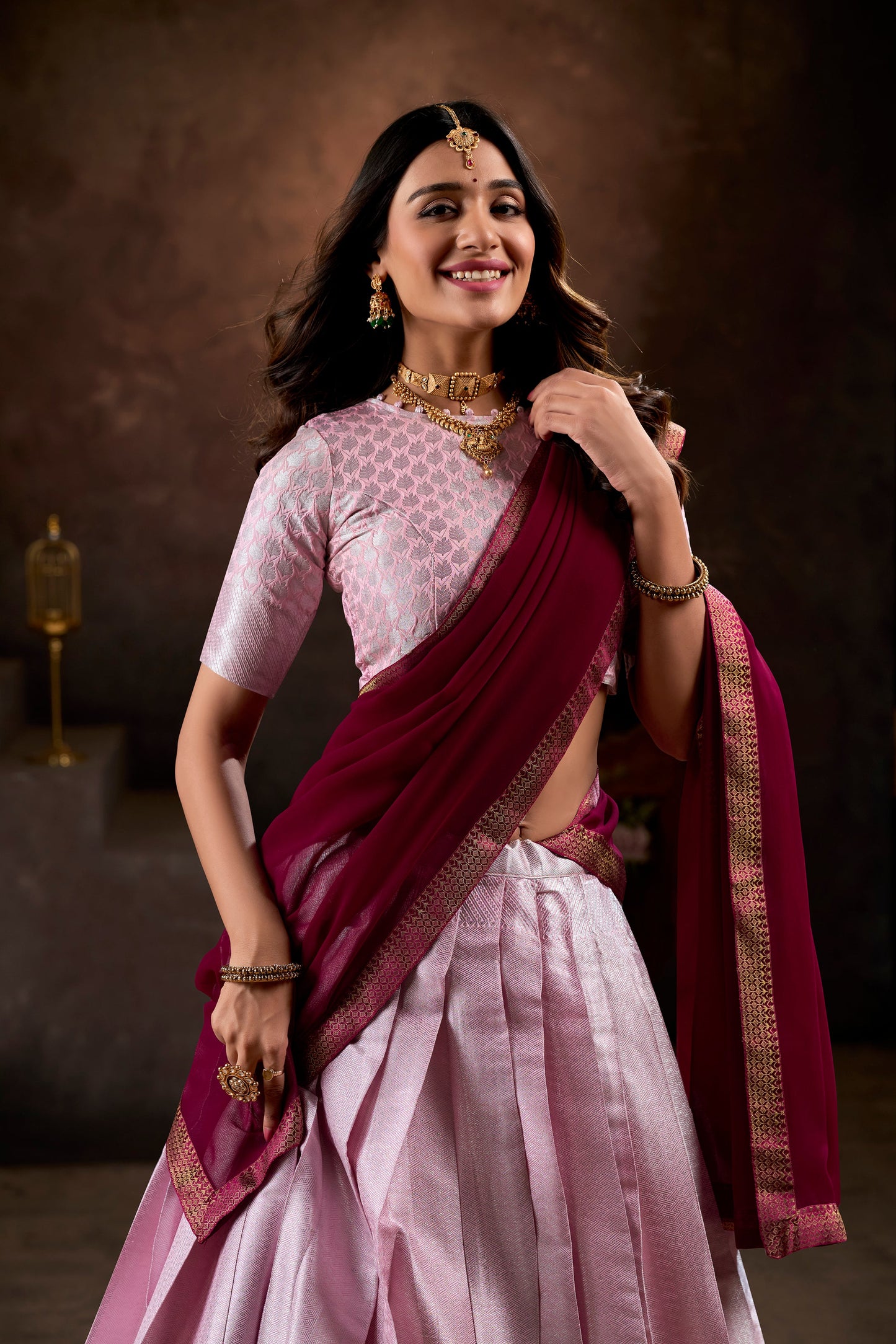 Lorenvalley Purple Jacquard Silk weaving work Lehenga Choli with Dupatta | Swadesiicart