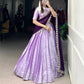 Lorenvalley Lavender Jacquard Silk weaving work Lehenga Choli with Dupatta | Swadesiicart