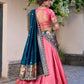 Lorenvalley Light Pink Jacquard Silk Paithani Zari Weaving Work With Sequins and Thread Embroidery Scallop Lace Border Lehenga Choli with Dupatta | Swadesiicart